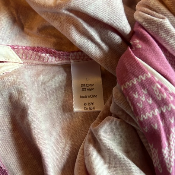 Pj Salvage heart snowflake mauve link long sleeve pajama set bottom down top L - Picture 5 of 6